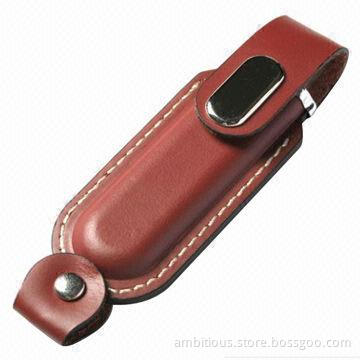 Leather USB Flash Drive, Made of Metal